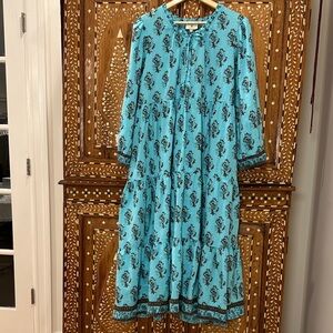 Tuckernuck Turquoise Floral Long Sleeve Dress